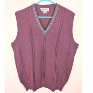 Sansabelt Sport maroon vneck wool sweater vest Size Med Preppy Grandpacore Retro